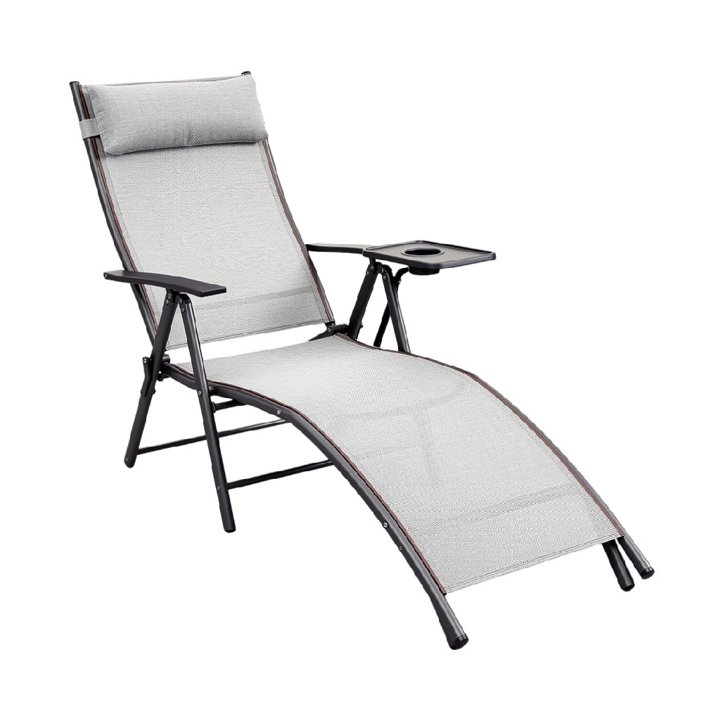 Adjustable Lounge Chair with Headrest and Cup Holder